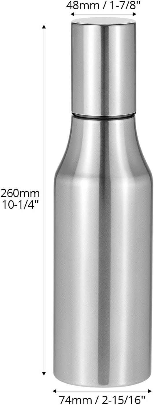 304 Stainless Steel Olive Oil Dispenser Bottle, 25oz Oil Decanter with Easy Pour Spout, Anti-Drip Design, 750ml Oil Cruet for Kitchen Cooking & Salad Dressing, 2.9W x 10.2H