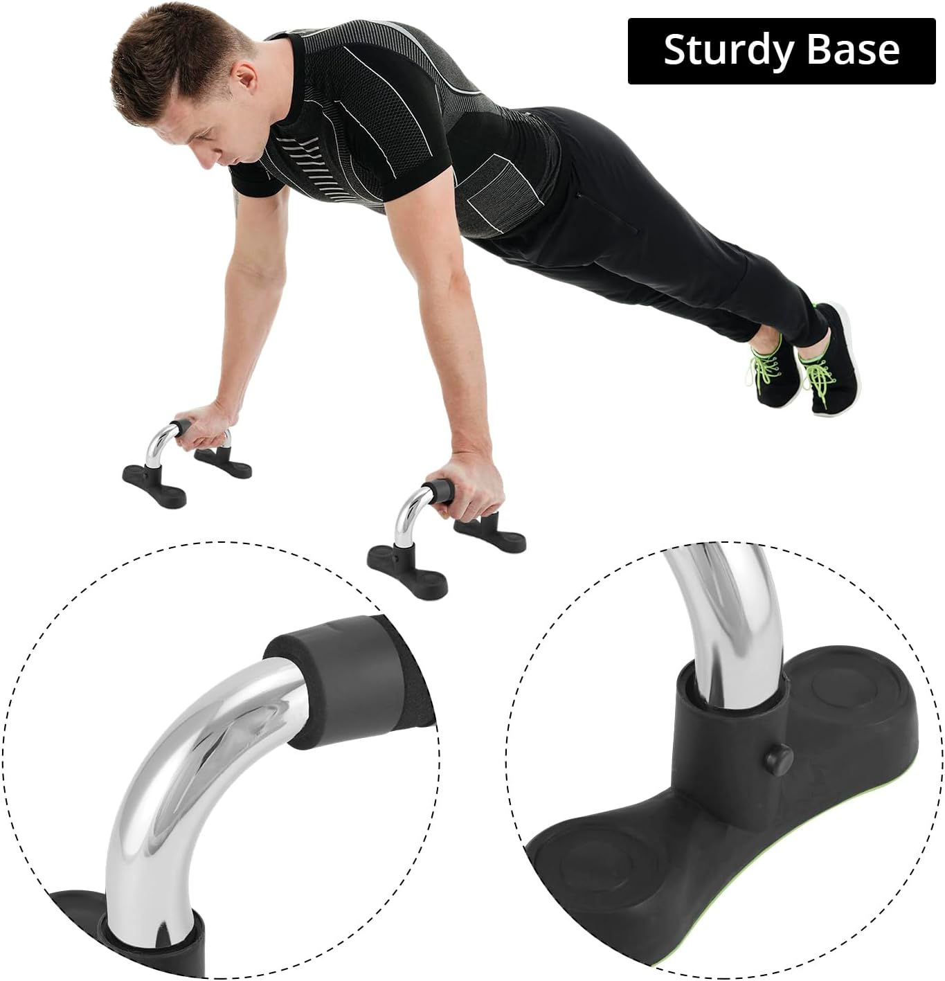 Steel Push Up Handles for Floor, Portable Push Up Stands with Non-Slip Grip, Angled Incline