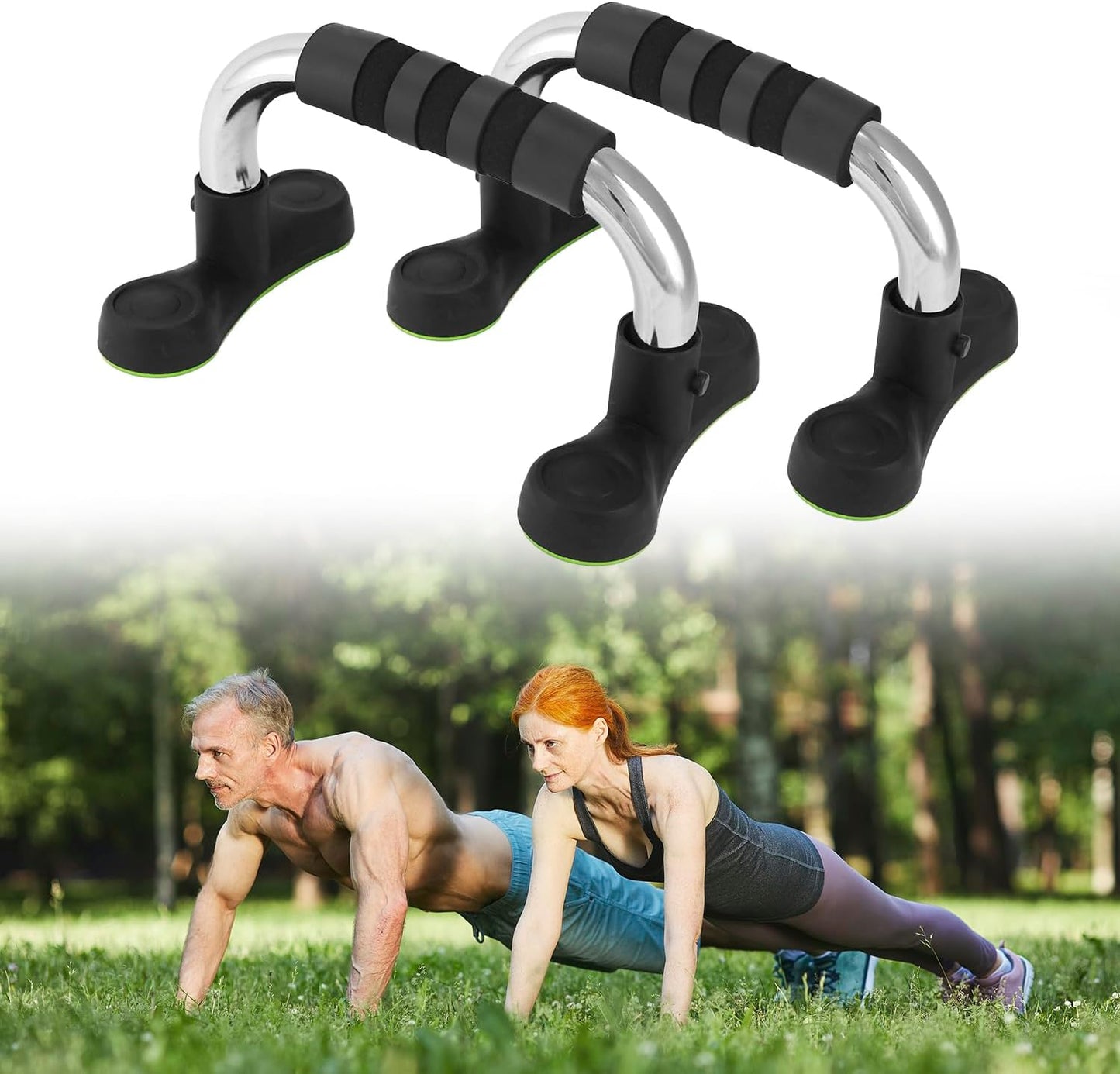 Steel Push Up Handles for Floor, Portable Push Up Stands with Non-Slip Grip, Angled Incline