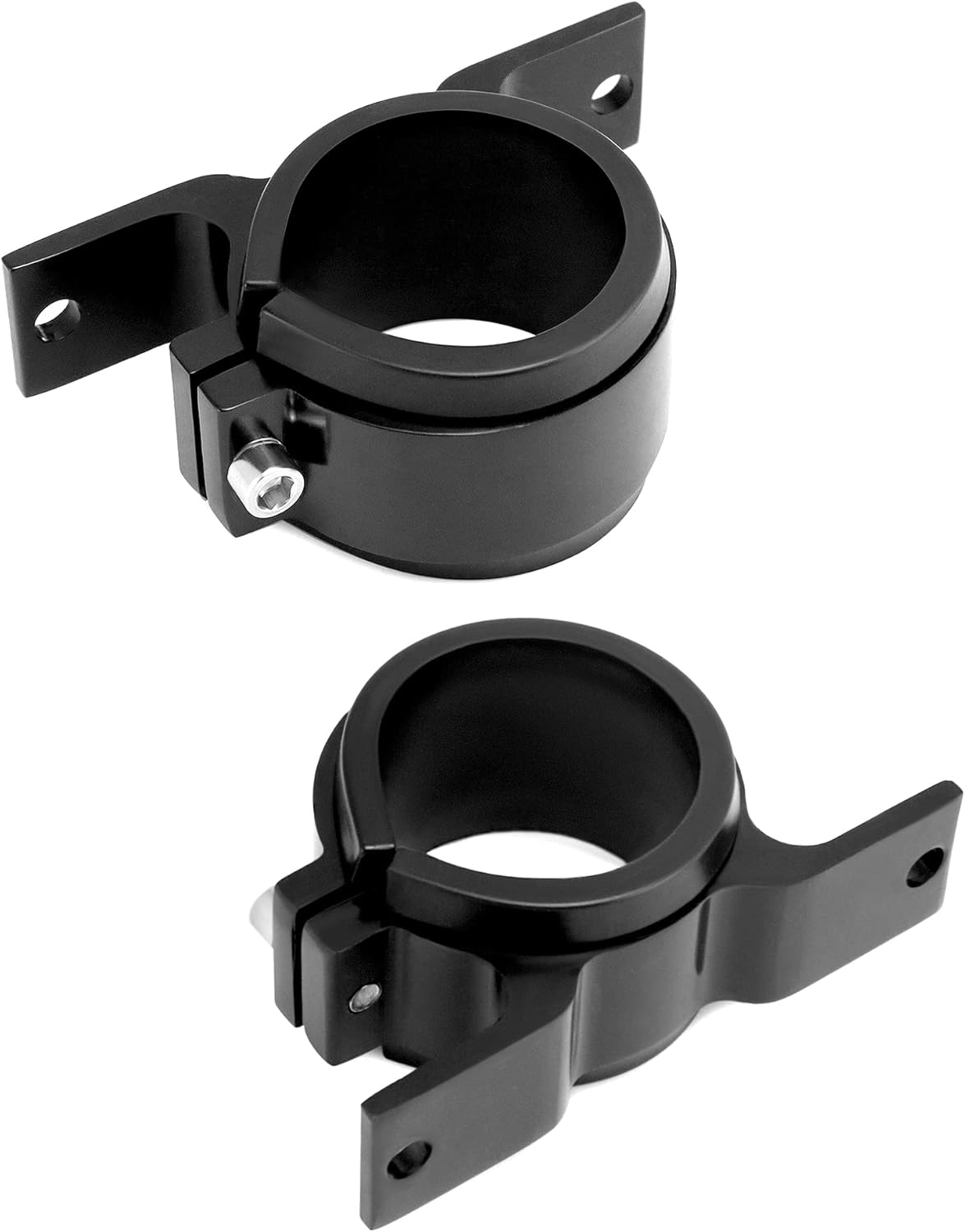 Fuel Pump Clamp Holder, 2 Pack 50mm Fuel Filter Mounting Bracket, Premium Aluminum Alloy Oil/Fuel Pump Mounting Bracket, Secure Filter Clamp Cradle, Sleek Black Design