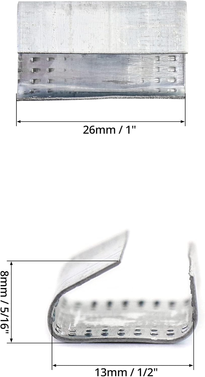 Strapping Open Seal, 200 Pcs Banding Clip Snap-On Gripper Strap Clip for 1/2" Width Strap