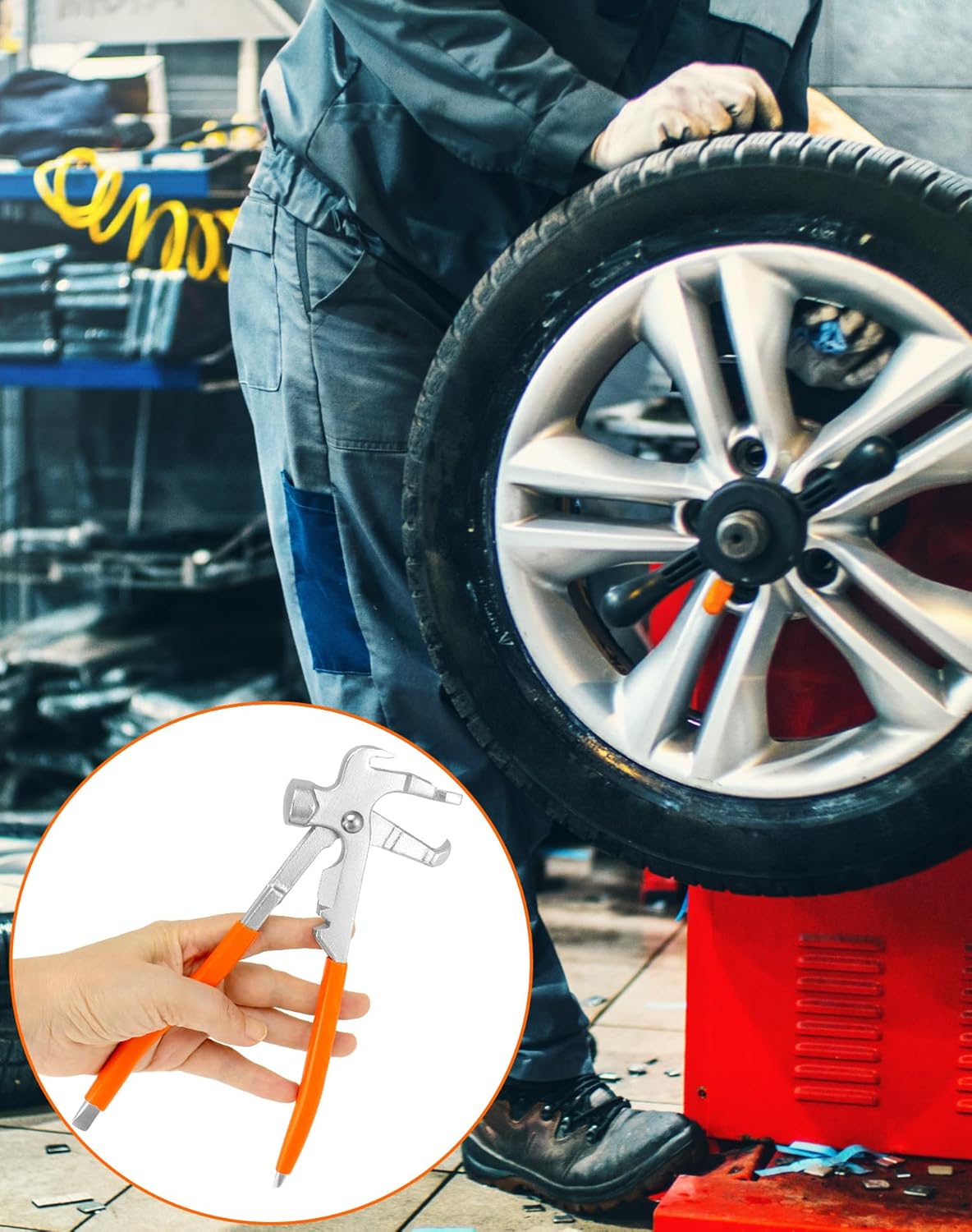 Wheel Balancing Weight Plier Hammer Tool, Wheel Weight Pliers for Clip-On Wheel Weights Balance Rims