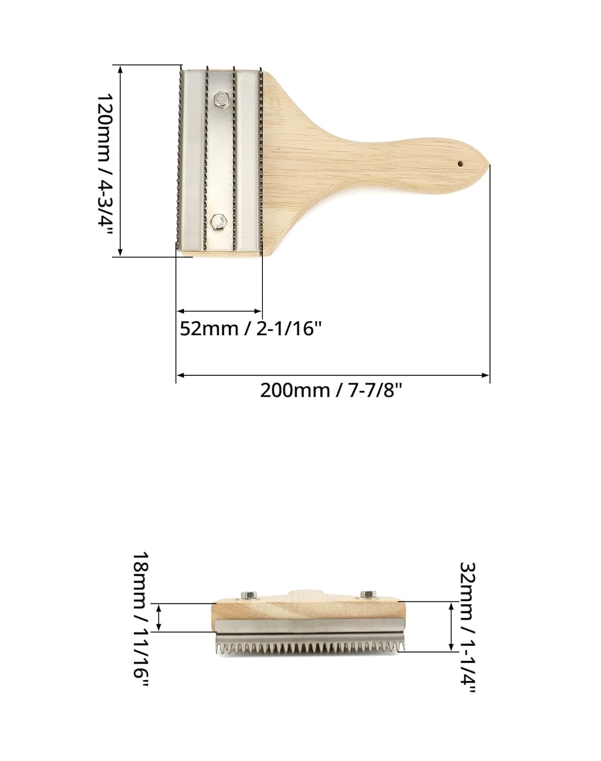 Buffing Wheel Rake – 7-7/8" L x 4 3/4" W Effortlessly Remove Residual Compounds and Metal from Buffing Wheels and Airway Buffing Pads, Stainless Steel Polishing Rake