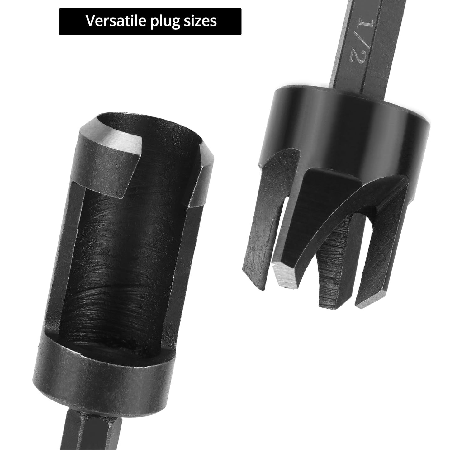 Wood Plug Cutter Drill Bit Set, 8Pcs, Includes 1/4", 5/16", 3/8", 1/2" Sizes, 1/4 Inch Hex Shank