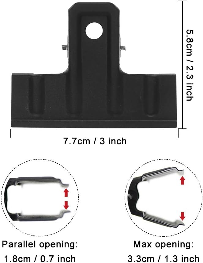 Black Large Bull Clips Thickened, 10 Pcs 3 Inch Long Metal Binder Paper Clip Clamps for Office Kitchen, Drawing Board, Art Crafts (77 mm)