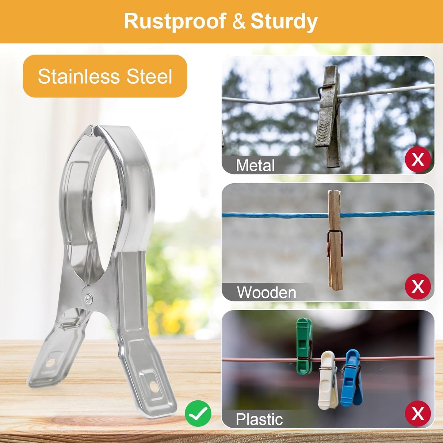 Metal Pool Cover Clips - 10 Pcs Large Beach Towel Chair Clips 5.5 Inch Stainless Steel Clothes Pins Quilt Clamps Windproof for Sunbed Lounge Cruise (14cm)