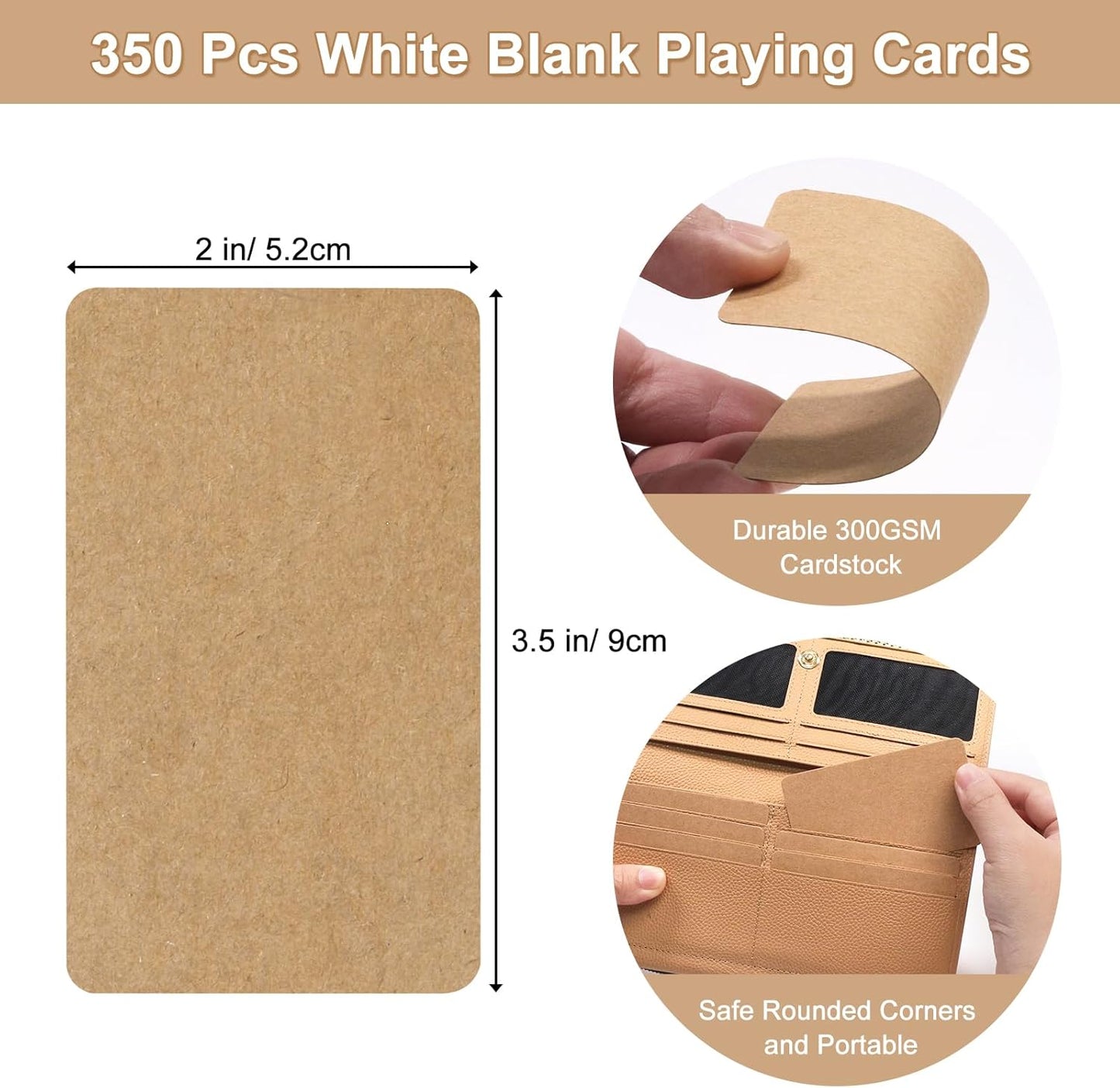 Kraft Blank Business Cards, 350 Pcs Small Manila Message Note Card Paper Tags, 3.5" x 2" Thank You Greeting Gift Cards