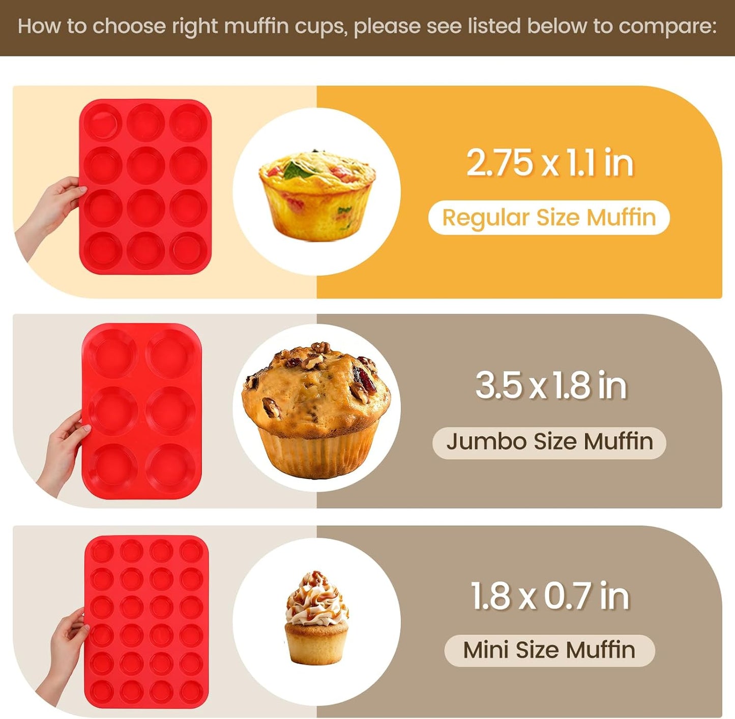 12 Cups Silicone Muffin Pan - Nonstick Cupcake Pan 1 Pack Regular Size Silicone Mold for Baking