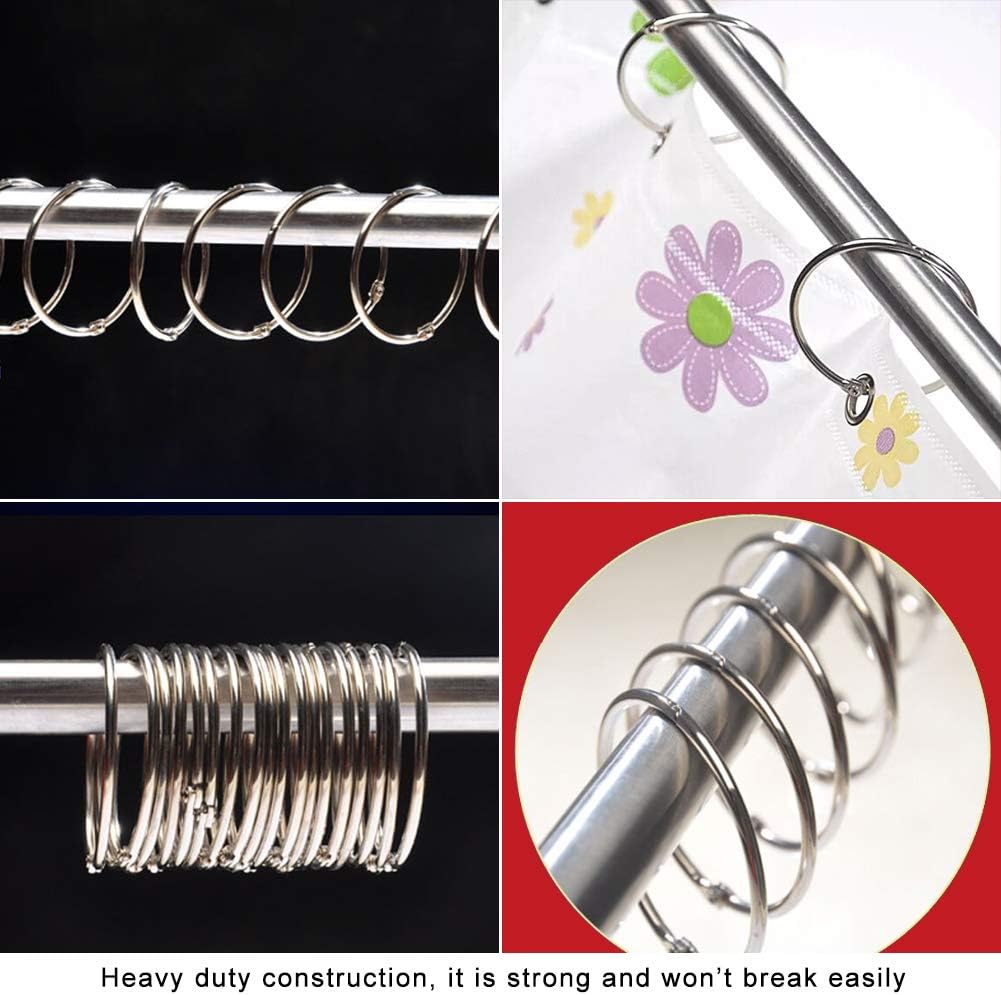 Metal Shower Curtain Rings - 20 Pack 2 Inch Large Silver Round Loop for Hanging Drapes, Easy Open and Close (50 mm)