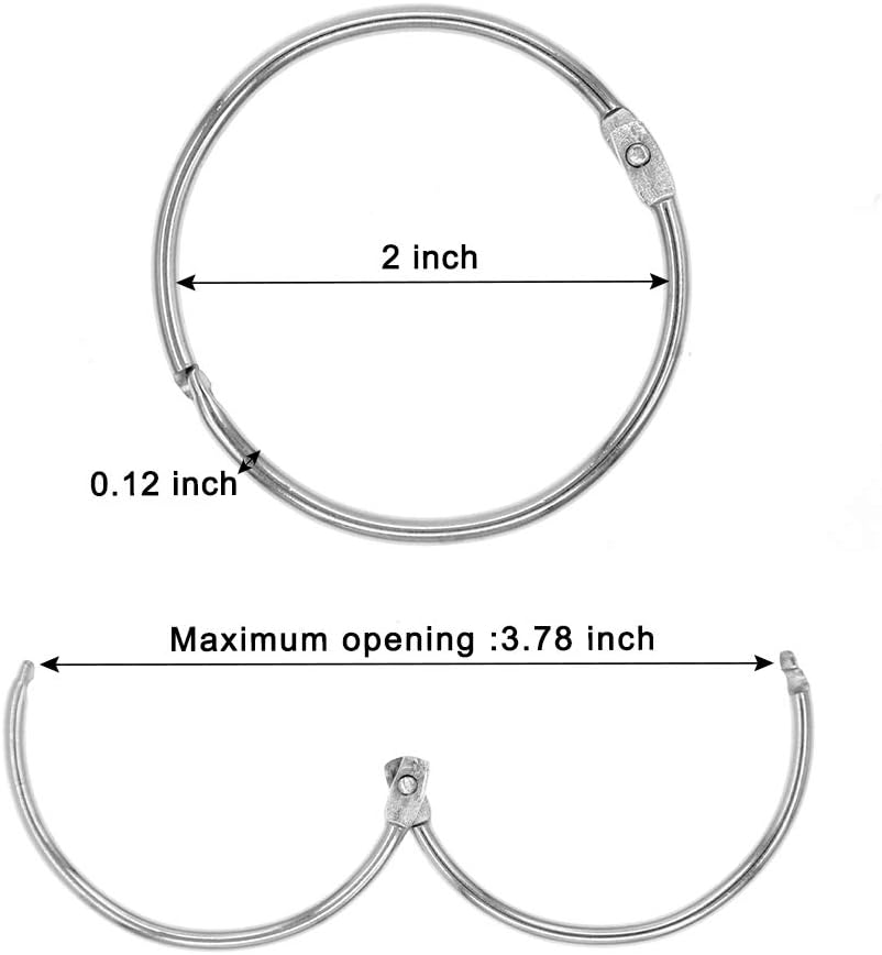 Metal Shower Curtain Rings - 20 Pack 2 Inch Large Silver Round Loop for Hanging Drapes, Easy Open and Close (50 mm)