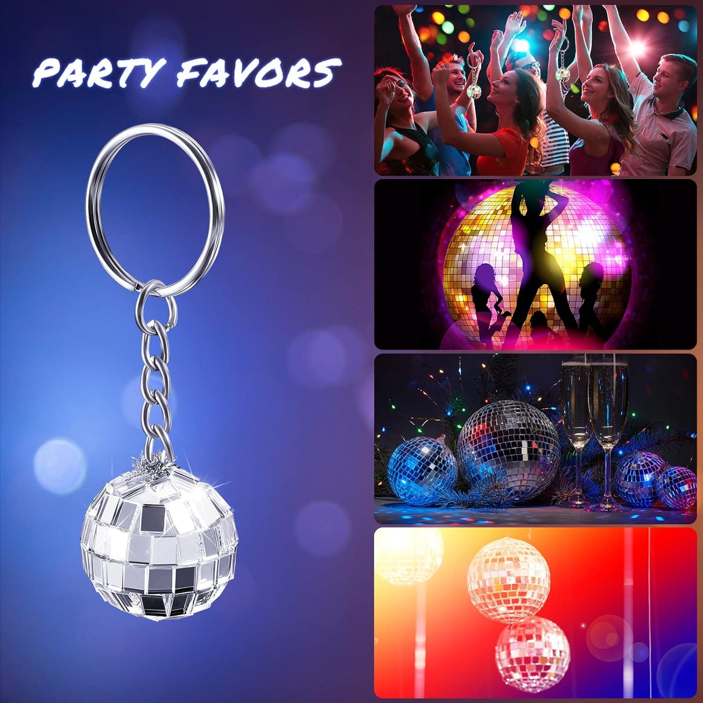 12 Pieces Mini Mirror Disco Ball Keychains Bulk Silver Disco Ball 70s 80s 90s Keychains Accessories Party Favors for Halloween Christmas Thanksgiving Party Supplies Decorations