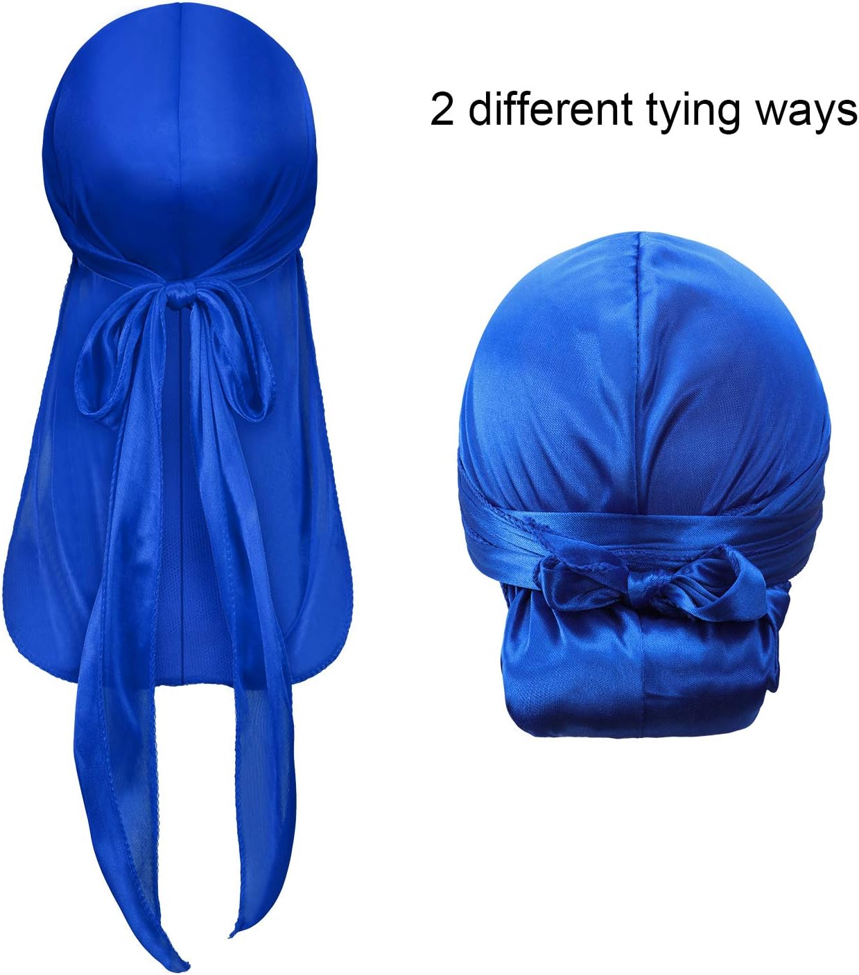 6 Pieces Kids Satin Silk Durag Caps Wave Wide Strap Headwraps Long Tail Turban Beanies for Boys Girls, Multicoloured, Medium