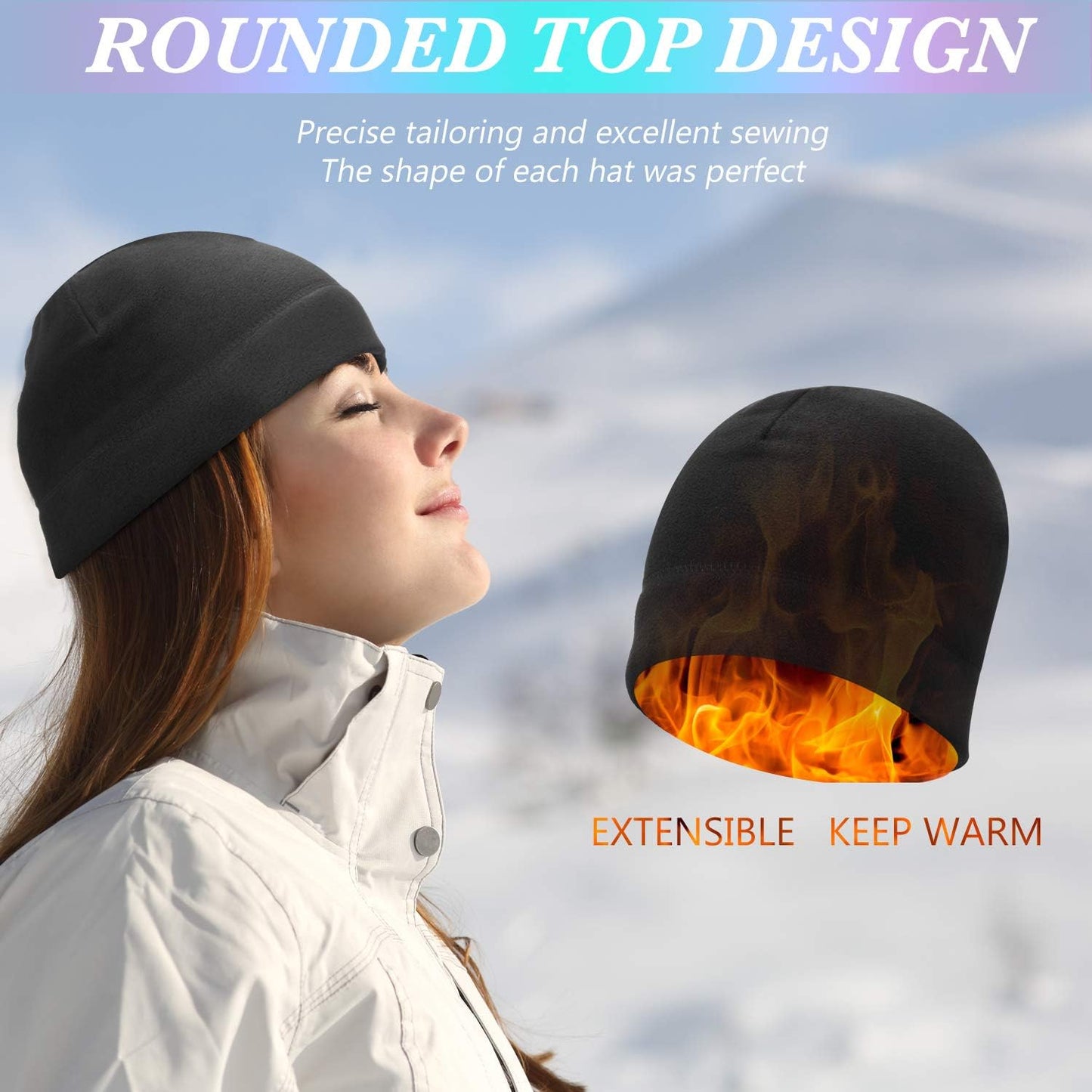 6 PCS Winter Warm Beanie Hat Fleece Cap and Touchscreen Thermal Anti-Slip Gloves