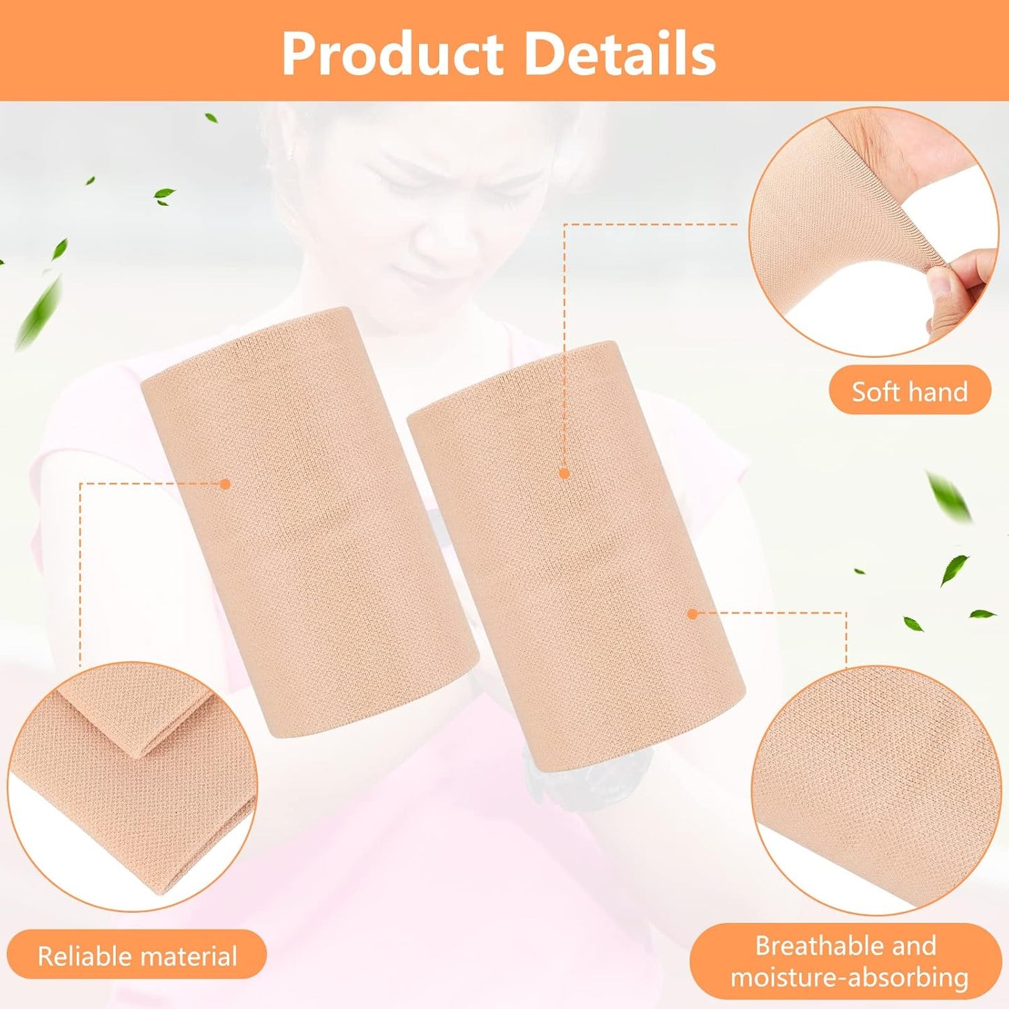 2 Pairs Compression Wrist Sleeve Compression Wrist Brace Wrist Supports Wrist Wraps Elastic Wristbands for Men and Women Tennis, Tendonitis, Carpal Tunnel (Beige, Medium)