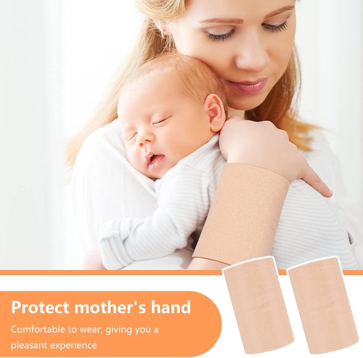 2 Pairs Compression Wrist Sleeve Compression Wrist Brace Wrist Supports Wrist Wraps Elastic Wristbands for Men and Women Tennis, Tendonitis, Carpal Tunnel (Beige, Medium)