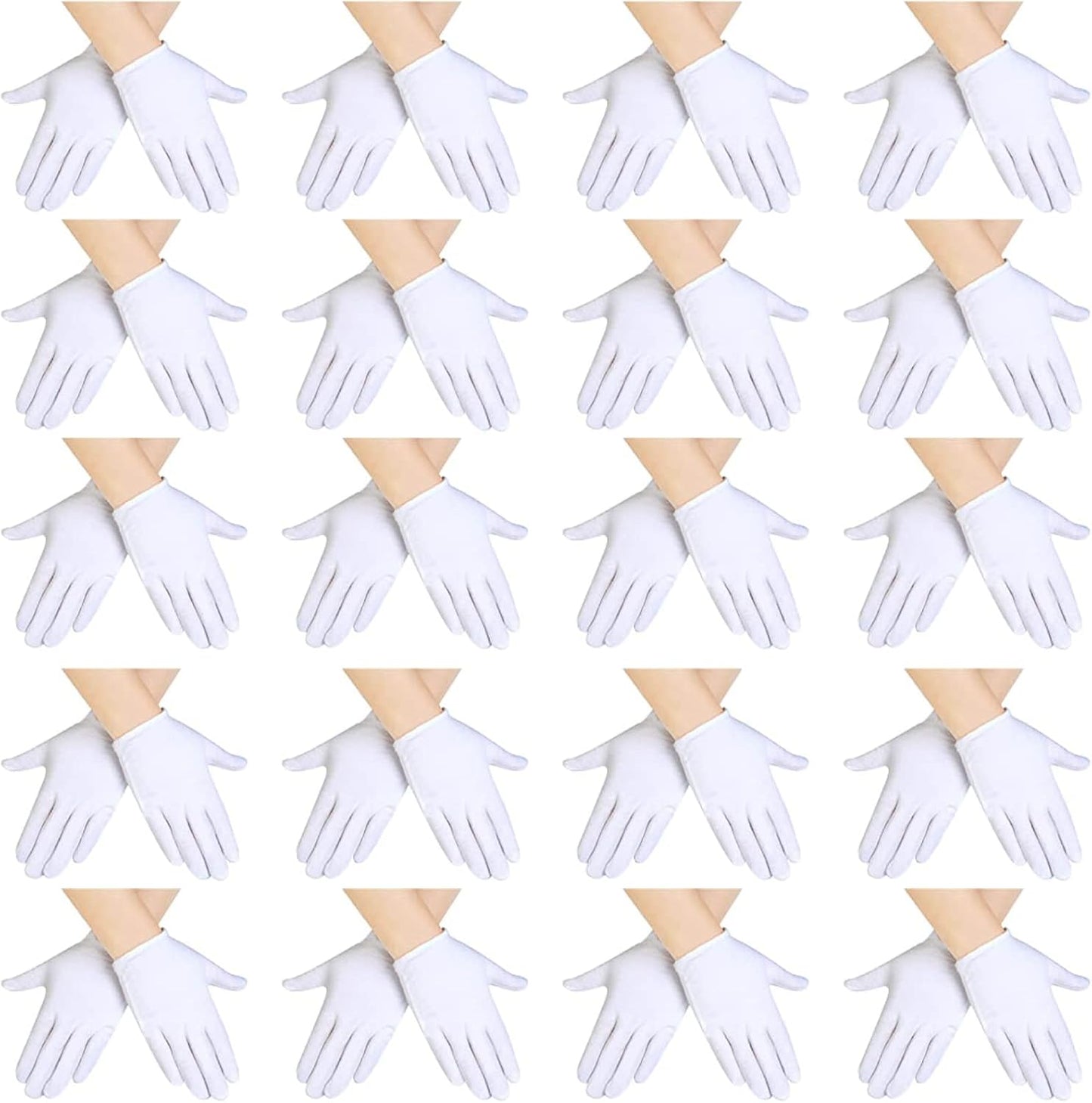20 Pairs White Gloves Kids Cosplay Costume Cotton Girls Boys Wrist Formal for Halloween Party