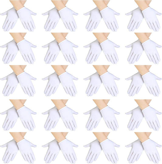 20 Pairs White Gloves Kids Cosplay Costume Cotton Girls Boys Wrist Formal for Halloween Party