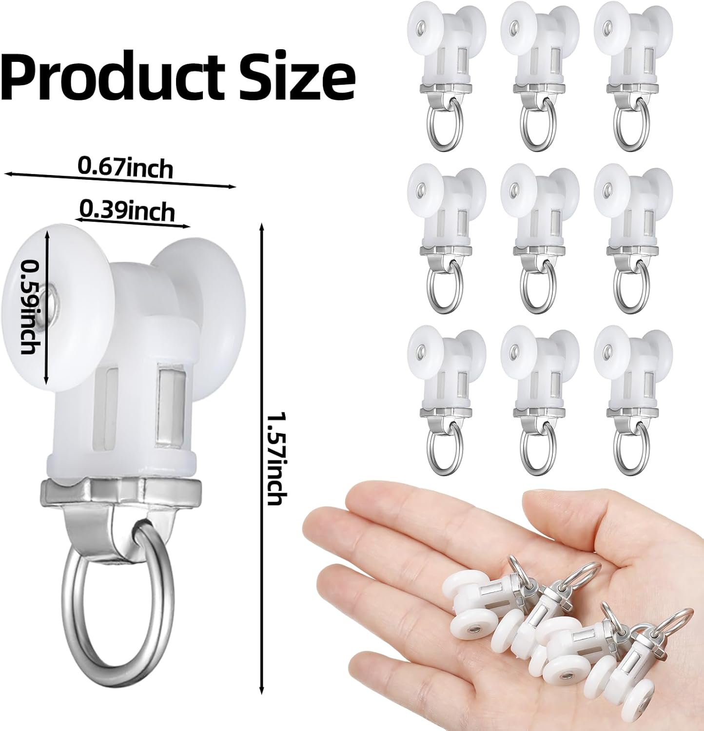 Curtain Track Roller Hooks Rail Pulleys Runners Plastic Ceiling Gliders Window Rod Dual Wheel Roller Carriers Mounted Curtain Track for Window Rail Rod Room Dividers(30 Pcs)