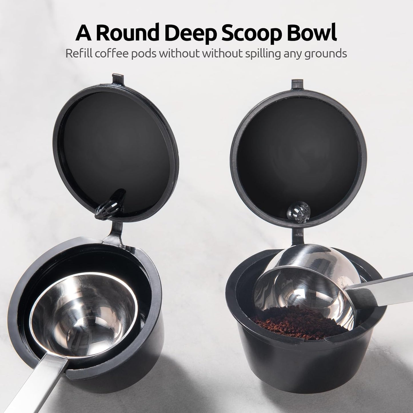 Coffee Scoop 1 Tablespoon: 18/8 Stainless Steel Measuring Scooper for Ground Coffee, Bean, Powder, Espresso, 4.3in Long Handle Metal Measure Spoon for Canister, Jar (1Tbsp/15ml)