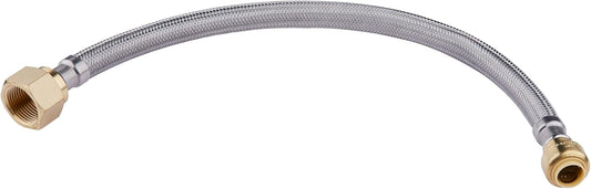 12-inch Length Flexible Connector Push-fit 1/2 inch x 3/4 inch FIP, Push-to-Connect Braided Stainless Steel Water Heater Hose,(HOSE030)