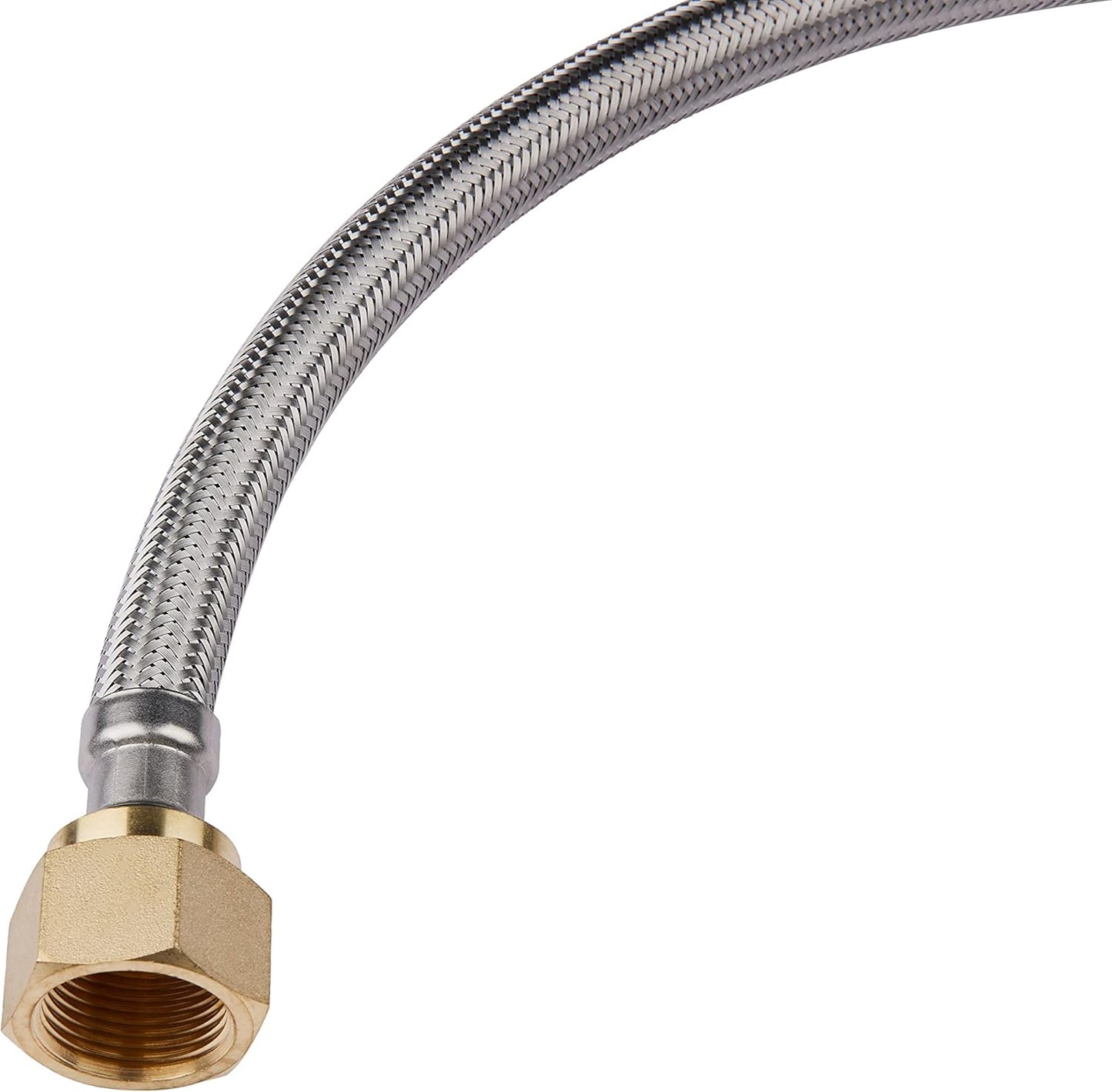 12-inch Length Flexible Connector Push-fit 1/2 inch x 3/4 inch FIP, Push-to-Connect Braided Stainless Steel Water Heater Hose,(HOSE030)
