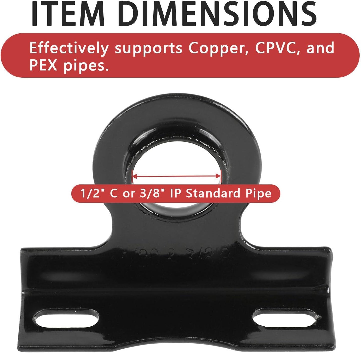 (Pack of 10)  Metal Made Pipe Stay Hanger for 3/8 Inch IP Standard Pipe or 1/2 Inch Copper, CPVC & PEX Pipes - Universal Pipe Support Bracket,(ACC011)