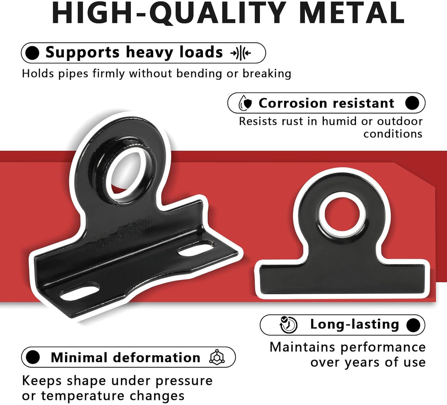 (Pack of 10)  Metal Made Pipe Stay Hanger for 3/8 Inch IP Standard Pipe or 1/2 Inch Copper, CPVC & PEX Pipes - Universal Pipe Support Bracket,(ACC011)