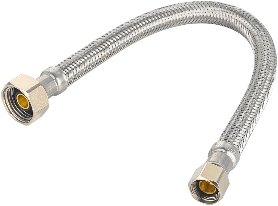 2-Pack  Faucet Supply Lines, 1/2" FIP x 3/8" COMP Faucet Hose, 12-inch length Stainless Steel Braided Supply Line,(HOSE043)