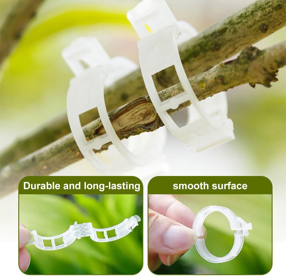 Secured Plastic Plant Clip, 2024 Upgraded Plant Support Clips Reusable Garden Clips 50Pcs, Plant Support Clips Garden Climbing Vines Fixing Clip Trellis Clips Climbing Tomato Clips (50, Green)