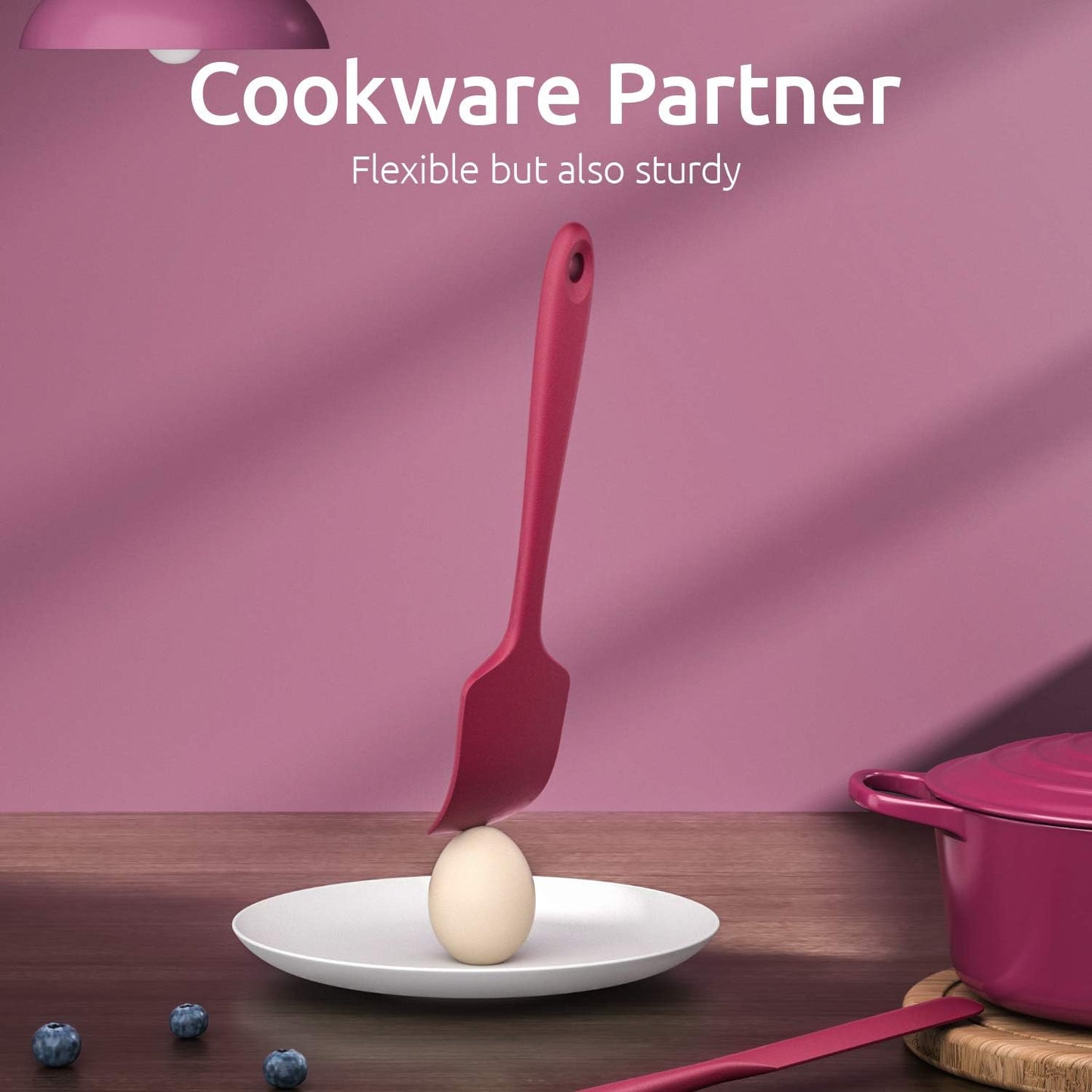Silicone Spatula Set with 480 Degrees Fahrenheit Heat Resistant (Red)
