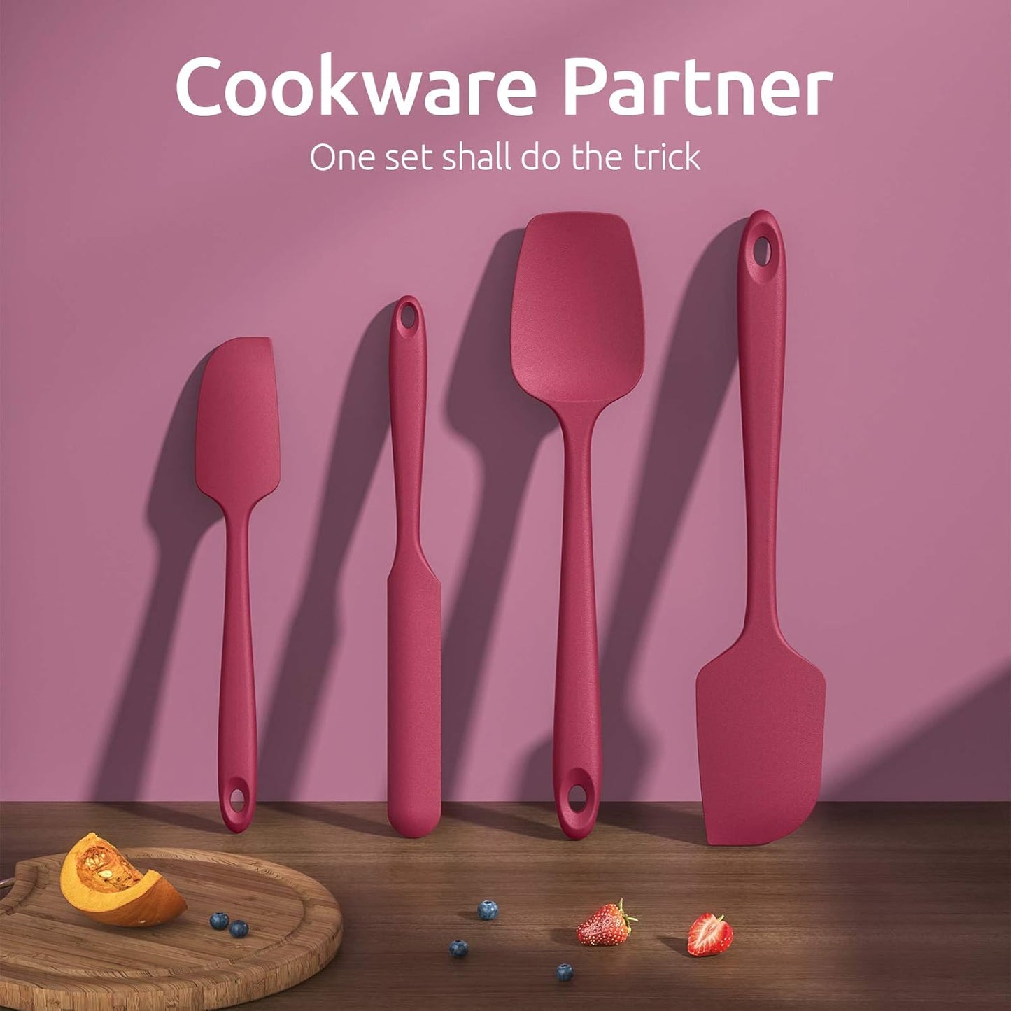 Silicone Spatula Set with 480 Degrees Fahrenheit Heat Resistant (Red)
