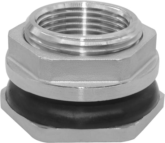 1" Female Bulkhead Water Tank Connector Stainless Steel Thru-bulk Fitting