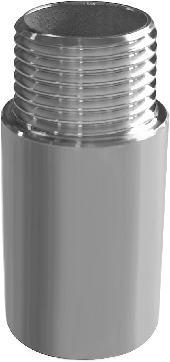 Stainless Steel Pipe Fittings, 1/2" NPT Male x 1/2" NPT Female Threaded, 2" Length Nipple Cast Pipe (Pack of 2)