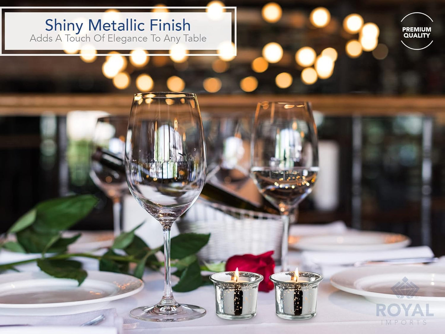 Silver Oyster Mercury Glass Votive Candle Holder, Table Centerpiece Tealight Decoration for Elegant Dinner, Party, Wedding, Holiday, Set of 6 (Unfilled)