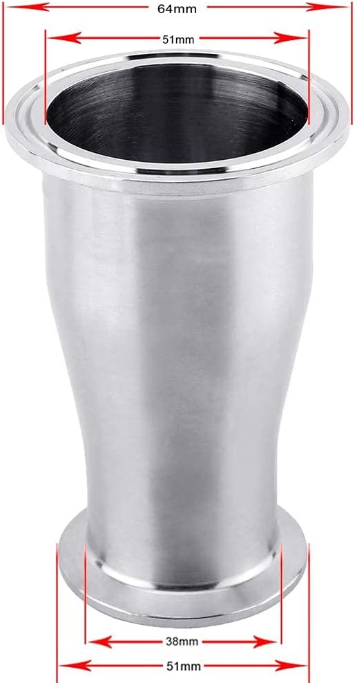 Reducer Tri Clamp Ferrule Stainless Steel 304 Sanitary Fitting 2" Tube OD to 1-1/2" Tube OD (Pack of 1)