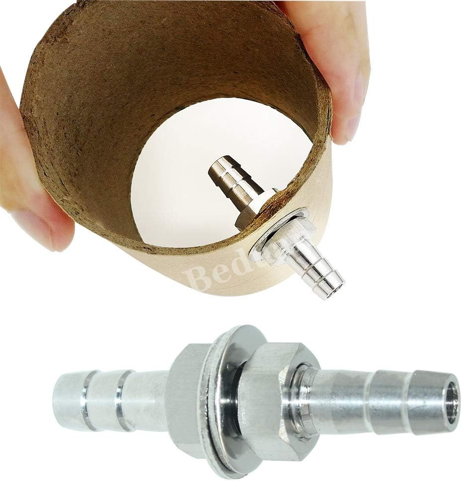 3/8" Hose Barb Thru-Bulk Bulkhead Straight Hex Union Stainless Steel Fitting