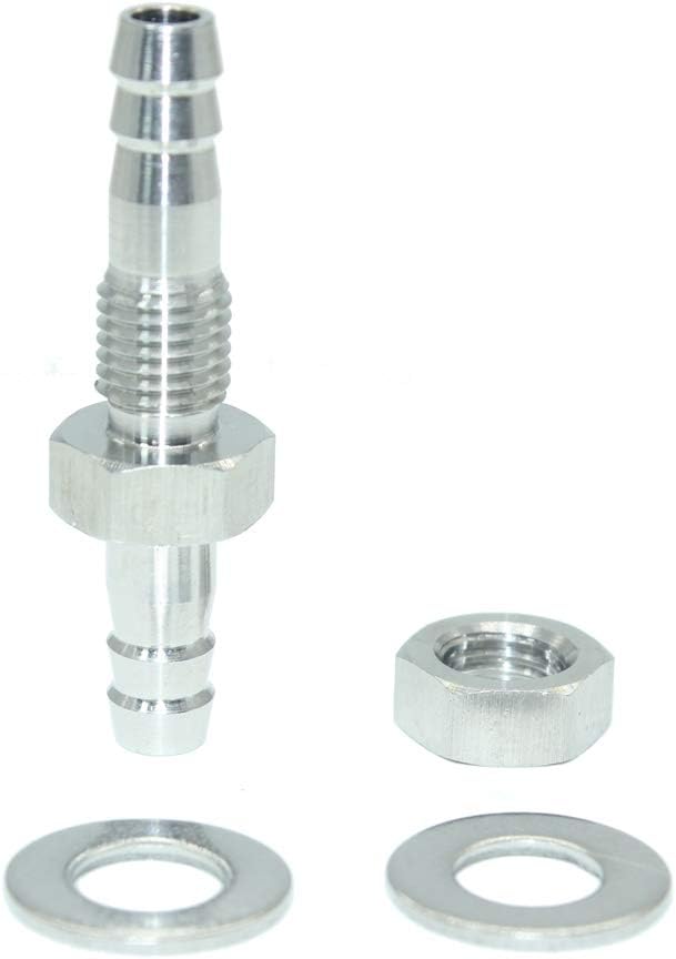 3/8" Hose Barb Thru-Bulk Bulkhead Straight Hex Union Stainless Steel Fitting
