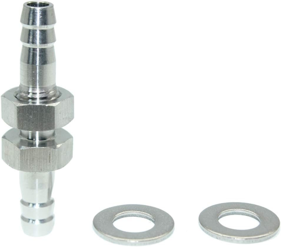 3/8" Hose Barb Thru-Bulk Bulkhead Straight Hex Union Stainless Steel Fitting
