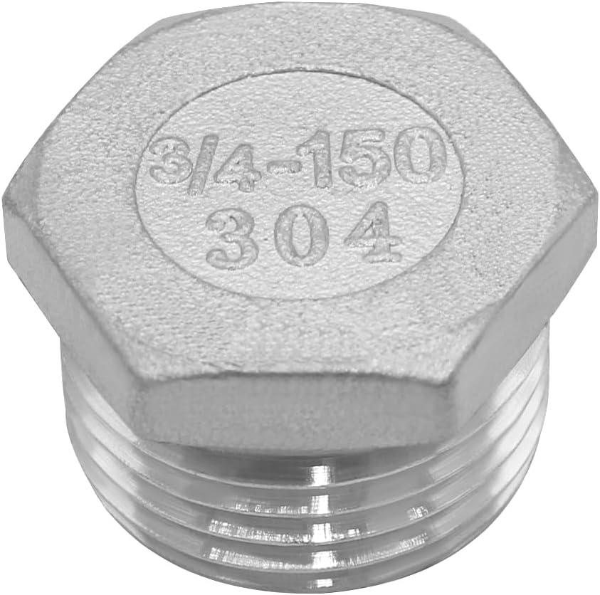 Stainless Garden Hose Plugs 3/4" GHT Male Thread 304 Stainless Steel End Cap (Pack of 2)