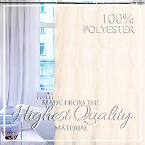 Gypsy Ruffled Shower Curtain, 100% Polyester Fabric Bathroom Drapes – Housewarming Gift - 70 Inch Wide by 72 Inch Long, Cream