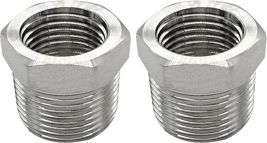 316 Stainless Steel Reducer Hex Bushing 1/2 Male NPT to 1/4 Female NPT Reducing Cast Pipe Adapter Fitting for Air Water Gas Fuel(Pack of 2)