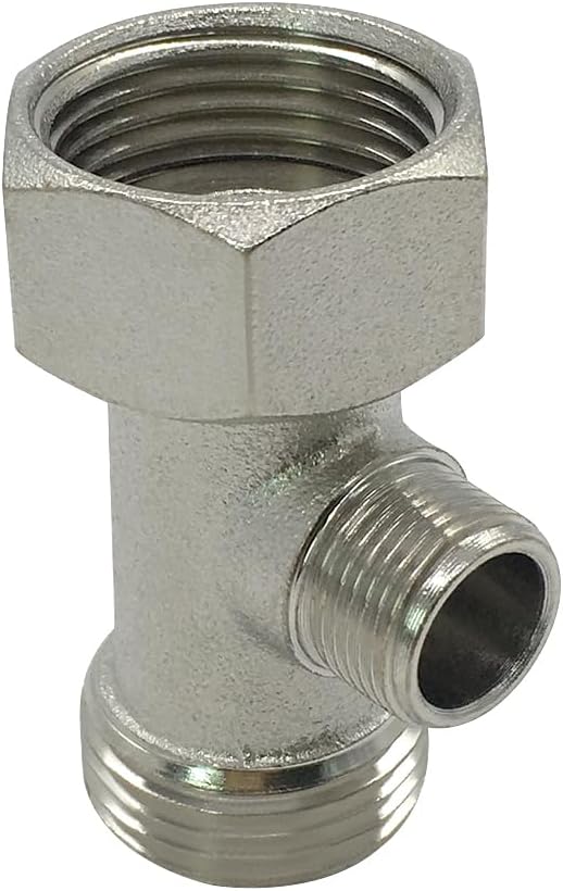 Bidet T Adapter Tee Valve for Bidet(7/8 ballcock to 7/8 ballcock to 3/8 compression threaded) 3 Way Connector Attachment for Toilet