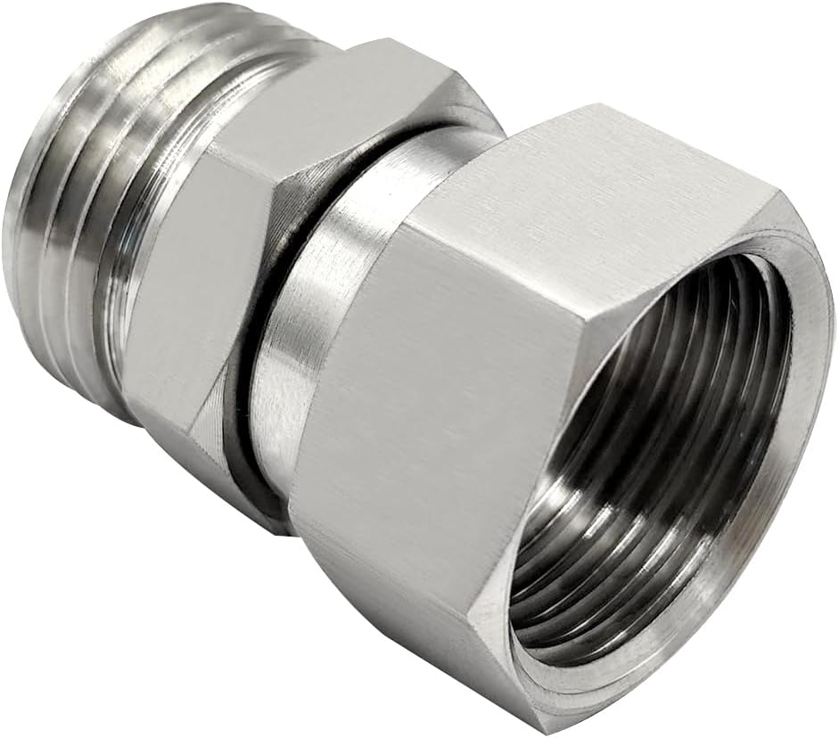 304 Stainless Steel Garden Hose Swivel Connector 360 Degree 3/4 GHT Male to Female Adapter Joint Anti Twisting Kink
