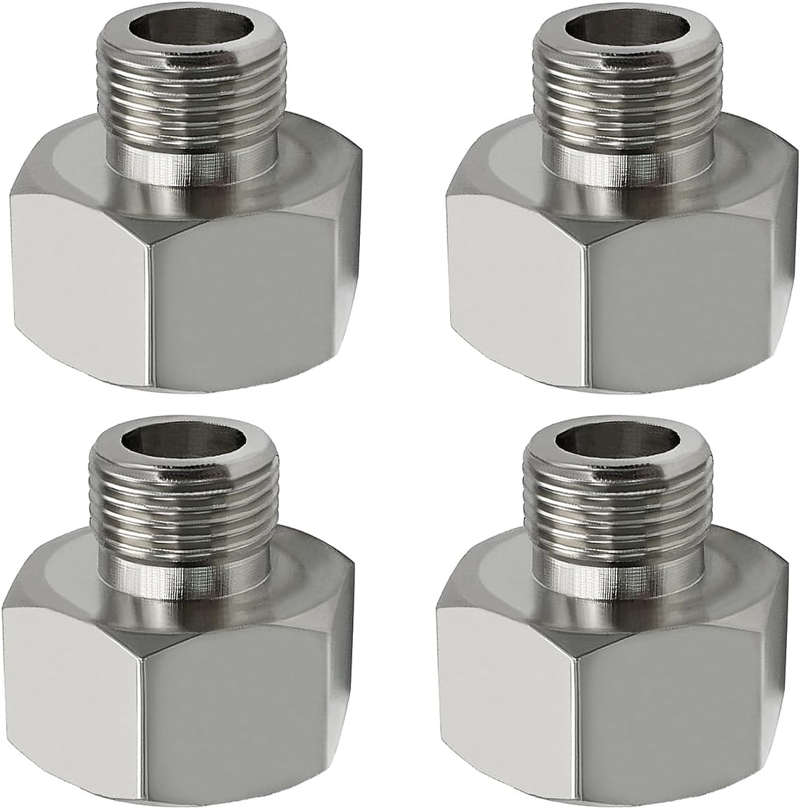 Brass Water Line Adapter 1/2" Female to 3/8" Male Reducer Hose Pipe Compression Fitting Kitchen Bathroom Faucet Supply Hose, Stop Valve Adapter, Pipe Connector With Rubber Washer(Pack of 4)