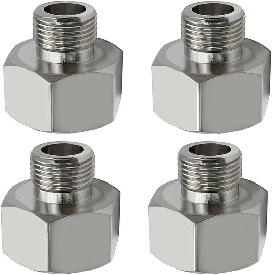 Brass Water Line Adapter 1/2" Female to 3/8" Male Reducer Hose Pipe Compression Fitting Kitchen Bathroom Faucet Supply Hose, Stop Valve Adapter, Pipe Connector With Rubber Washer(Pack of 4)