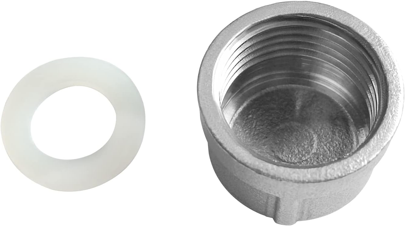 Stainless Garden Hose Caps with Washers 3/4" GHT Female Thread 304 Stainless Steel End Cap (Pack of 4)