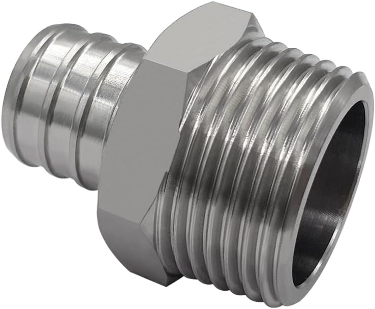Stainless Steel PEX Garden Hose Adapter Fitting 3/4" PEX Barb to 3/4" GHT Male Connector for Outdoor Garden Irrigation Watering