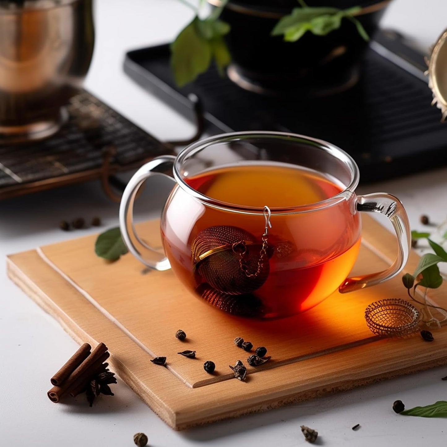 8Pcs Tea Ball,2.1 inch Tea Infuser for Loose Leaf Tea,Teas Strainer with Honey Bee Set Pendant,Loose Leaf Teas Steeper for Flavoring Herbal Spices and Seasonings