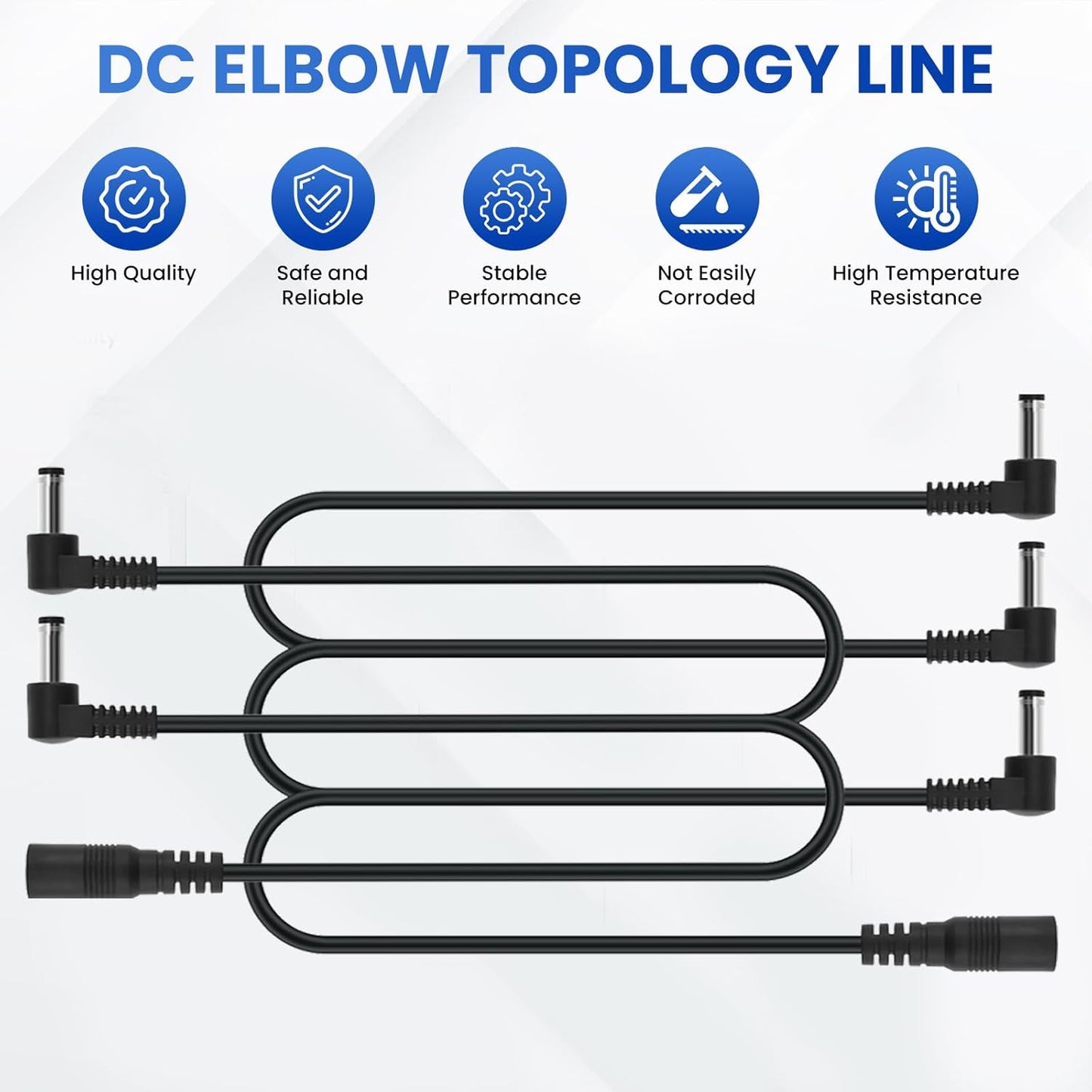 2Pcs Guitar Pedal Effect Power Cable, 1 to 2 Way and 1 to 3 Way Daisy Chain, Guitar Effect Pedal Powers Supply Splitter for DC 9V Guitars Pedals Power Supply Adapter Plug