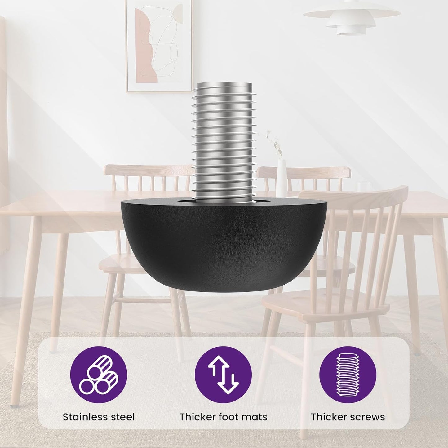 M8 Adjustable Furniture Leg, 304 Stainless Steel Furniture Feet, 8mm x 1.25 Screw-in Leveling Feet, Outdoor Patio Furniture Legs Leveler Replacement for Table, Chair, Desk, Cabinet (12Pcs)